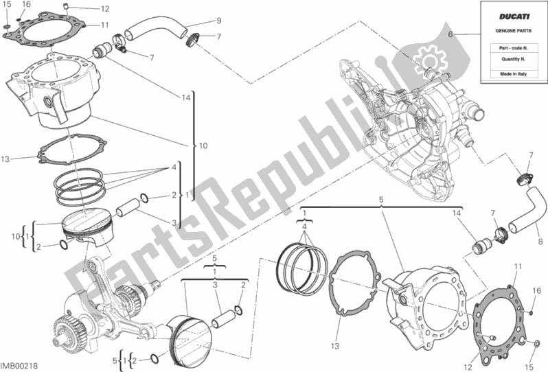 All parts for the Cylinders - Pistons of the Ducati Multistrada 1200 Enduro Thailand 2016